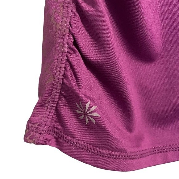 Athleta Ruched Activewear Tee Beet Purple Women’s Size Small Workout Athleisure - Picture 6 of 10